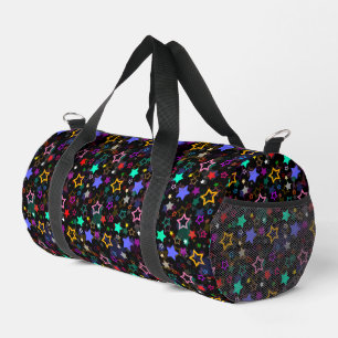 Colourful Stars Black  Duffle Bag
