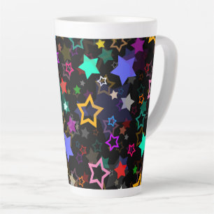 Colourful Stars Black Latte Mug