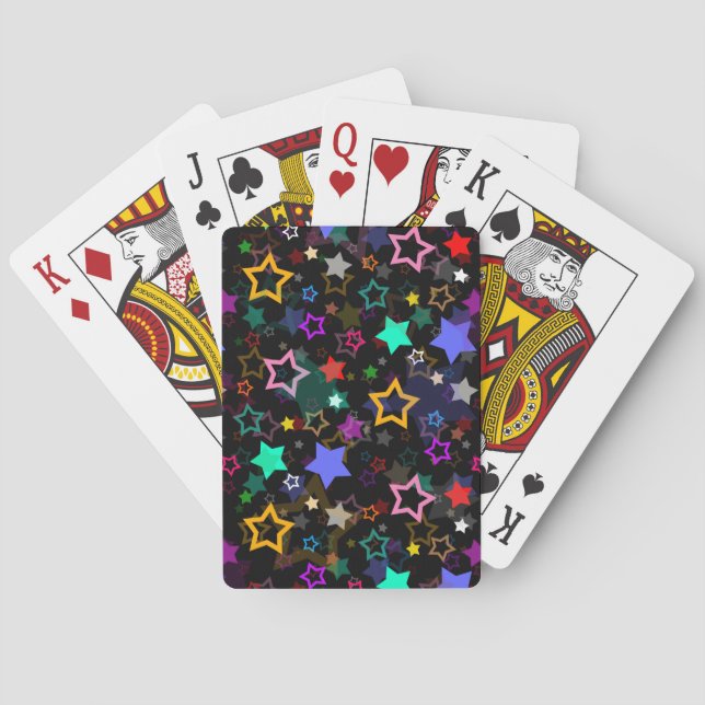 Colourful Stars Black  Playing Cards (Back)