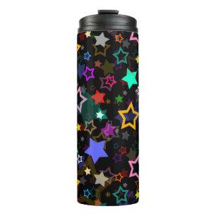 Colourful Stars Black Thermal Tumbler
