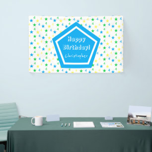 Colourful Stars Boys 4th Birthday Banner