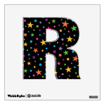 Colourful Stars Confetti Letter R