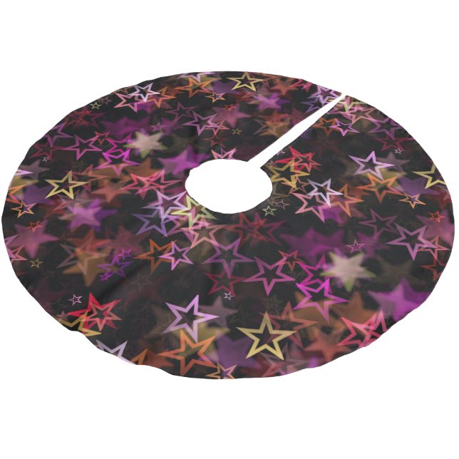 Colourful Stars Dance Whimsically  Brushed Polyester Tree Skirt (Angled)
