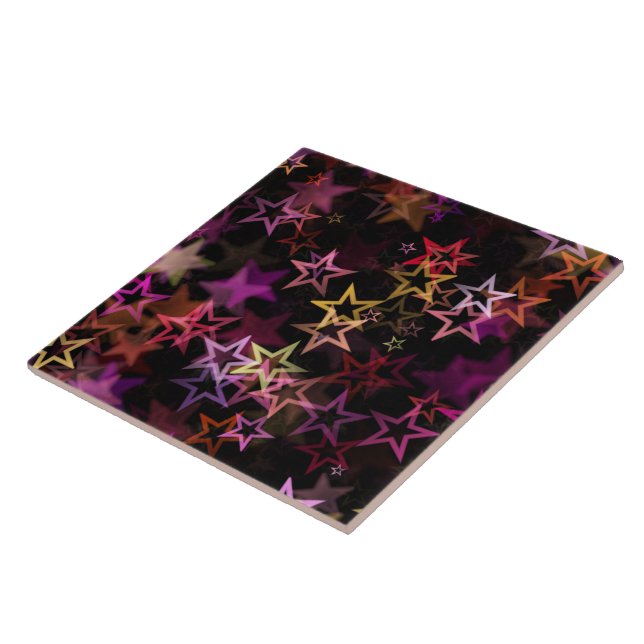 Colourful Stars Dance Whimsically  Ceramic Tile (Side)