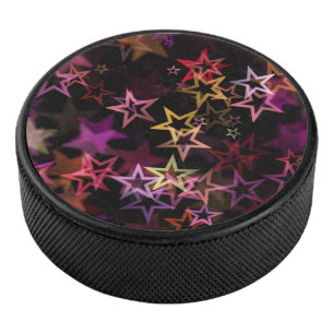 Colourful Stars Dance Whimsically  Hockey Puck