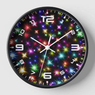 Colourful Stars Fireworks Design-27317 Clock