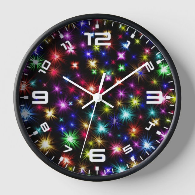 Colourful Stars Fireworks Design-27317 Clock (Front)