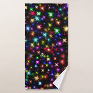 Colourful Stars Fireworks Design Bath Towel