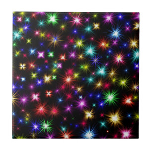 Colourful Stars Fireworks Design Ceramic Tile