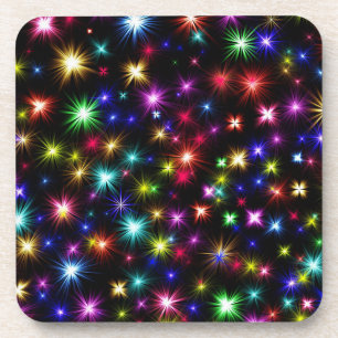 Colourful Stars Fireworks Design Coaster