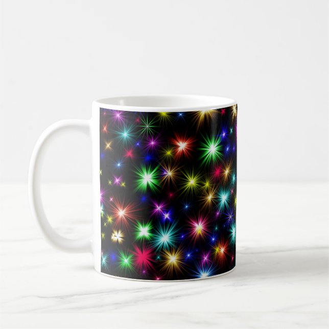 Colourful Stars Fireworks Design Coffee Mug (Left)