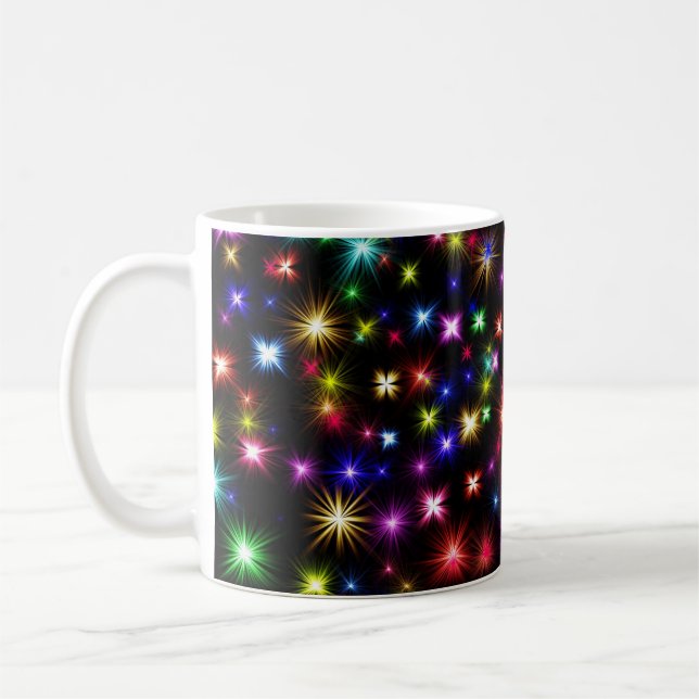 Colourful Stars Fireworks Design Coffee Mug (Left)