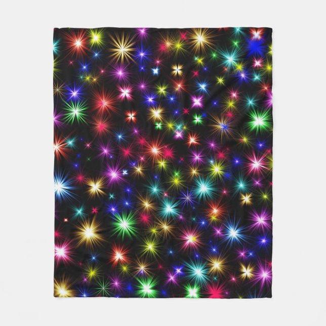 Colourful Stars Fireworks Design Fleece Blanket (Front)