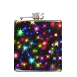 Colourful Stars Fireworks Design Hip Flask