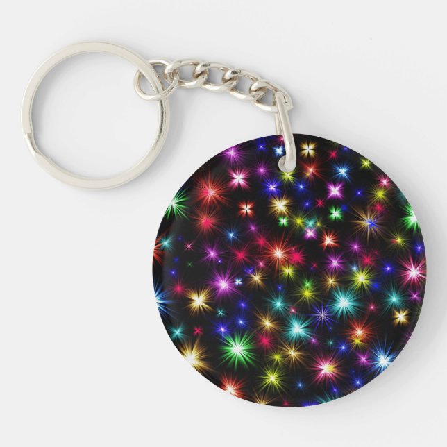 Colourful Stars Fireworks Design Key Ring (Front)