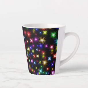 Colourful Stars Fireworks Design Latte Mug