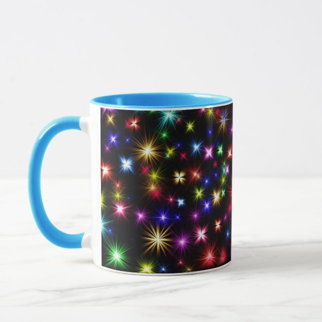 Colourful Stars Fireworks Design Mug (Left)