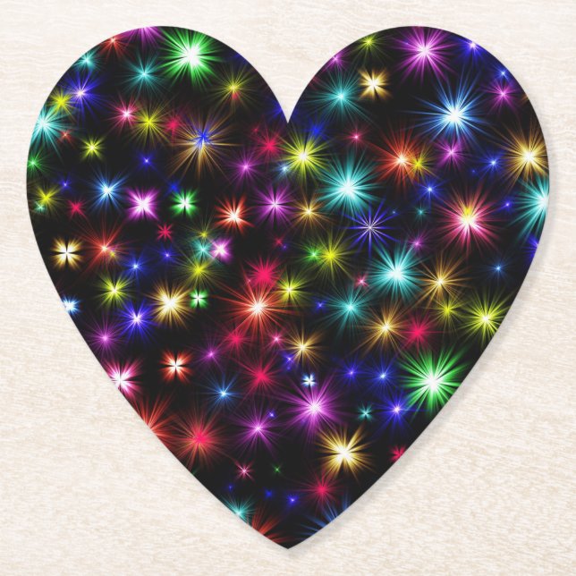 Colourful Stars Fireworks Design Paper Coaster (Front)