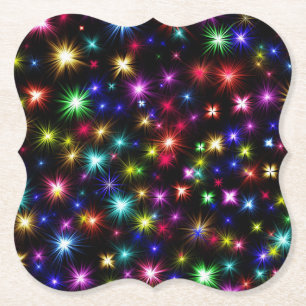 Colourful Stars Fireworks Design Paper Coaster