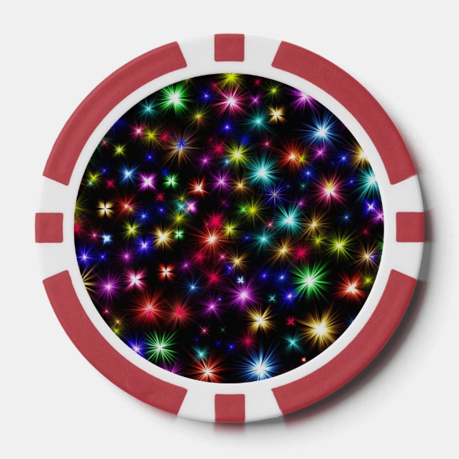 Colourful Stars Fireworks Design Poker Chips (Front)