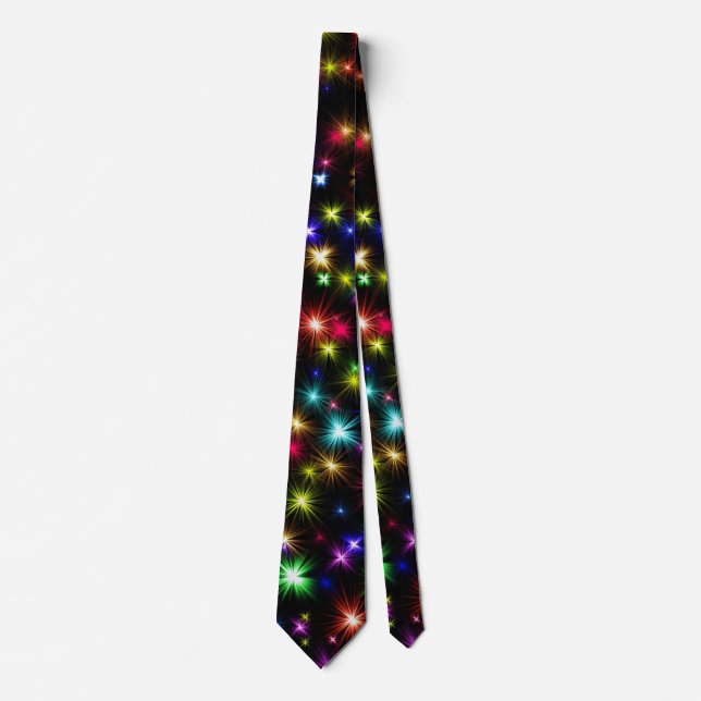 Colourful Stars Fireworks Design Tie (Front)