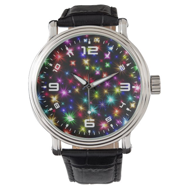 Colourful Stars Fireworks Design Watch (Front)
