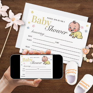 Colourful Stars Gender Neutral Baby Shower Invitation