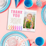 Colourful Stars Girl Birthday Thank you Photo Postcard<br><div class="desc">Colourful Stars Girl Birthday Thank you Photo Postcard. The card has colourful stars and waves on the front and the backside. Great as thank you card for girls. Cute birthday thank you card with a photo and thank you note for your friends and family. Add your photo and personalise the...</div>