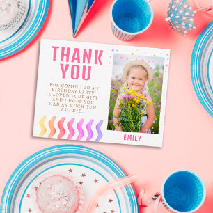 Colourful Stars Girl Birthday Thank you Photo Postcard