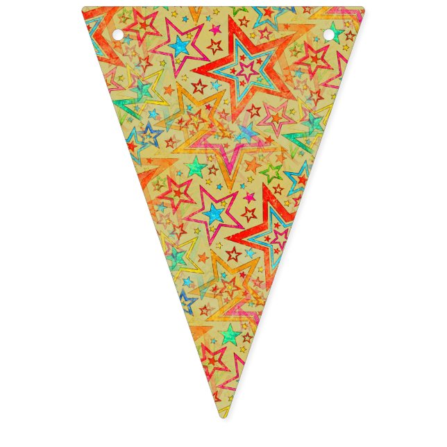 Colourful Stars grunge pattern seamless + your ide Bunting (First Flag)