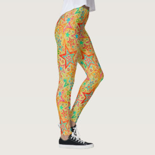 Colourful Stars grunge pattern seamless + your ide Leggings