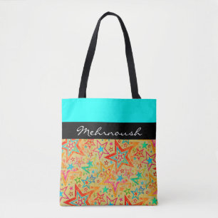 Colourful Stars grunge pattern seamless + your ide Tote Bag