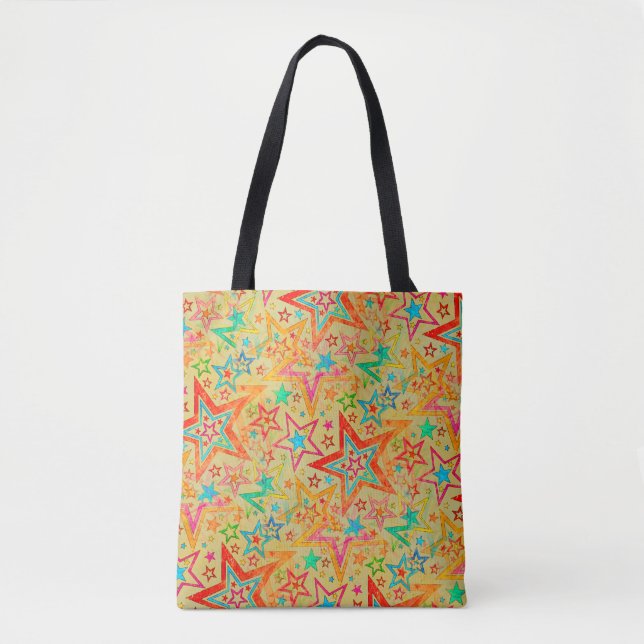 Colourful Stars grunge pattern seamless + your ide Tote Bag (Front)