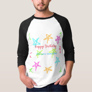 Colourful stars happy birthday add name text simpl T-Shirt