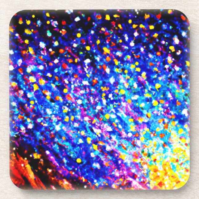 Colourful Stars In Blue Sky. Buy Now Coaster (Front)