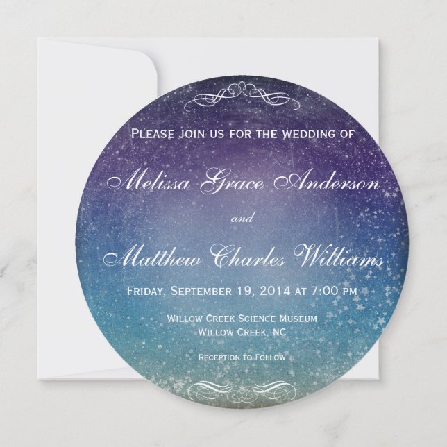 Colourful Stars in the Evening Sky Wedding Invitation (Back)