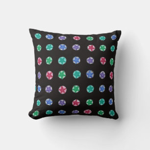 Colourful Stars on Pastels on Black Pillows