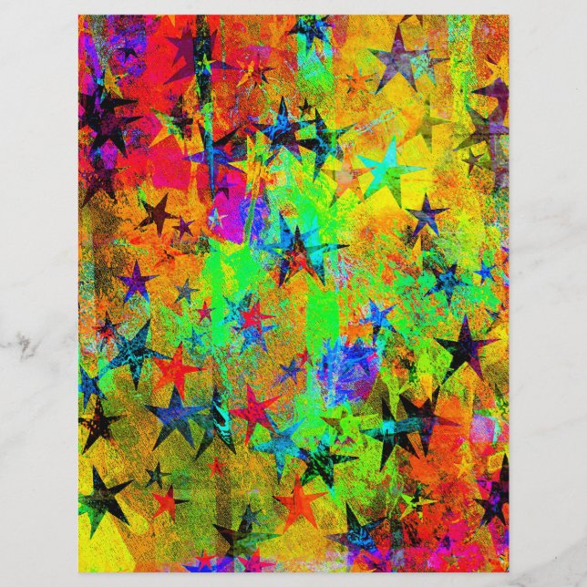 Colourful stars origami paper (Front)