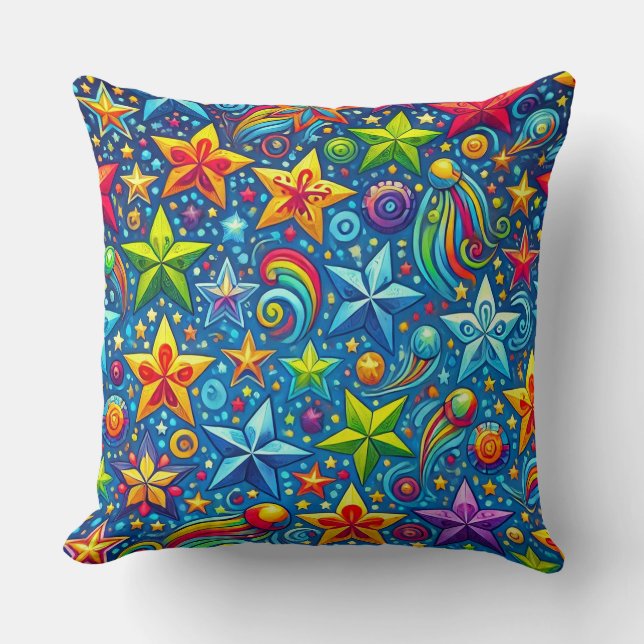 Colourful stars pattern cushion (Front)