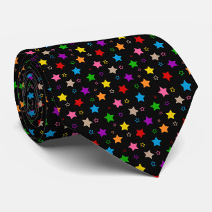 Colourful Stars Pattern Design Black Tie