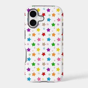 Colourful Stars Pattern Design White 