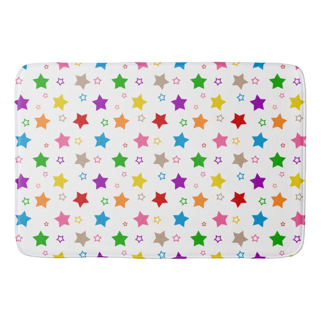 Colourful Stars Pattern Design White  Bath Mat (Front)