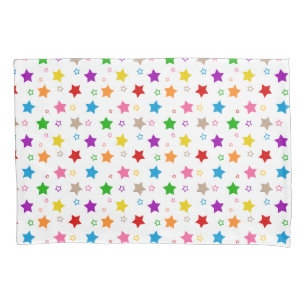 Colourful Stars Pattern Design White Pillowcase
