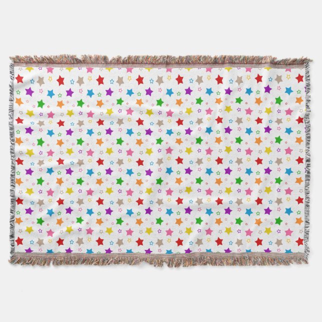 Colourful Stars Pattern Design White  Throw Blanket (Front)