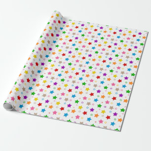 Colourful Stars Pattern Design White Wrapping Paper