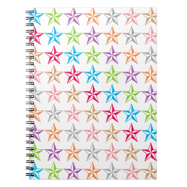 Colourful stars pattern notebook (Front)