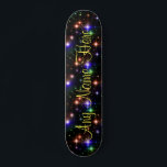 Colourful Stars Personalised Name Skate Board<br><div class="desc">This skate board features a design of colourful stars on a black background. The design is personalised so you can add any name that you want. Great gift for any boarder who wants a pretty yet classy design.</div>