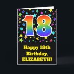 Colourful Stars   Rainbow Pattern "18" Birthday # Card<br><div class="desc">The front of this exciting, fun, and vibrant birthday greeting card design features a colourful star field inspired pattern, along with the number "18" having a multicolored rainbow spectrum like gradient pattern, on a black coloured background. The front also features a birthday greeting message, including a customised recipient name. The...</div>