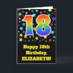 Colourful Stars   Rainbow Pattern "18" Birthday # Card<br><div class="desc">The front of this exciting, fun, and vibrant birthday greeting card design features a colourful star field inspired pattern, along with the number "18" having a multicolored rainbow spectrum like gradient pattern, on a black coloured background. The front also features a birthday greeting message, including a customised recipient name. The...</div>