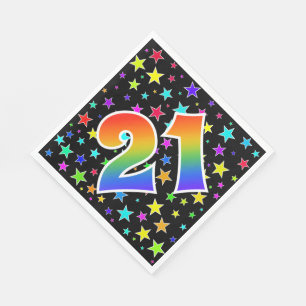 Colourful Stars + Rainbow Pattern "21" Event # Napkin